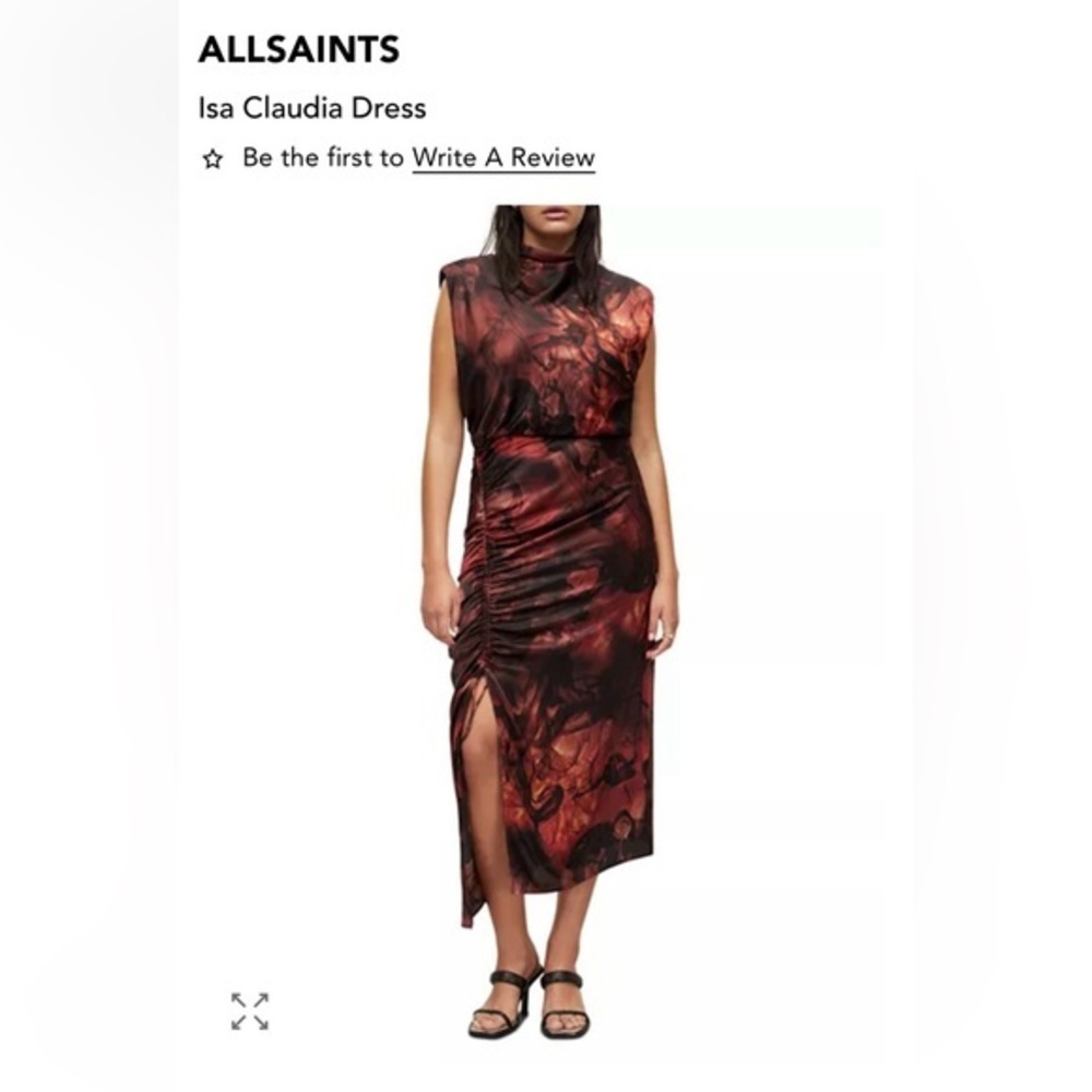NEW All Saints Red and Black ISA CLAUDIA Patterned Dress